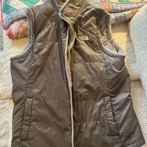 The North Face grey Puffer Vest- reversible!